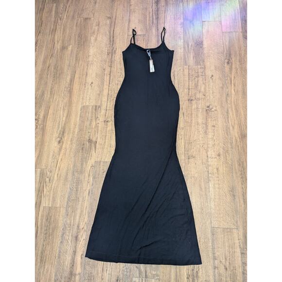 SKIMS Soft Lounge Long Ribbed Slip Dress Onyx AP-DRS-0596 Size Large - Picture 3 of 11
